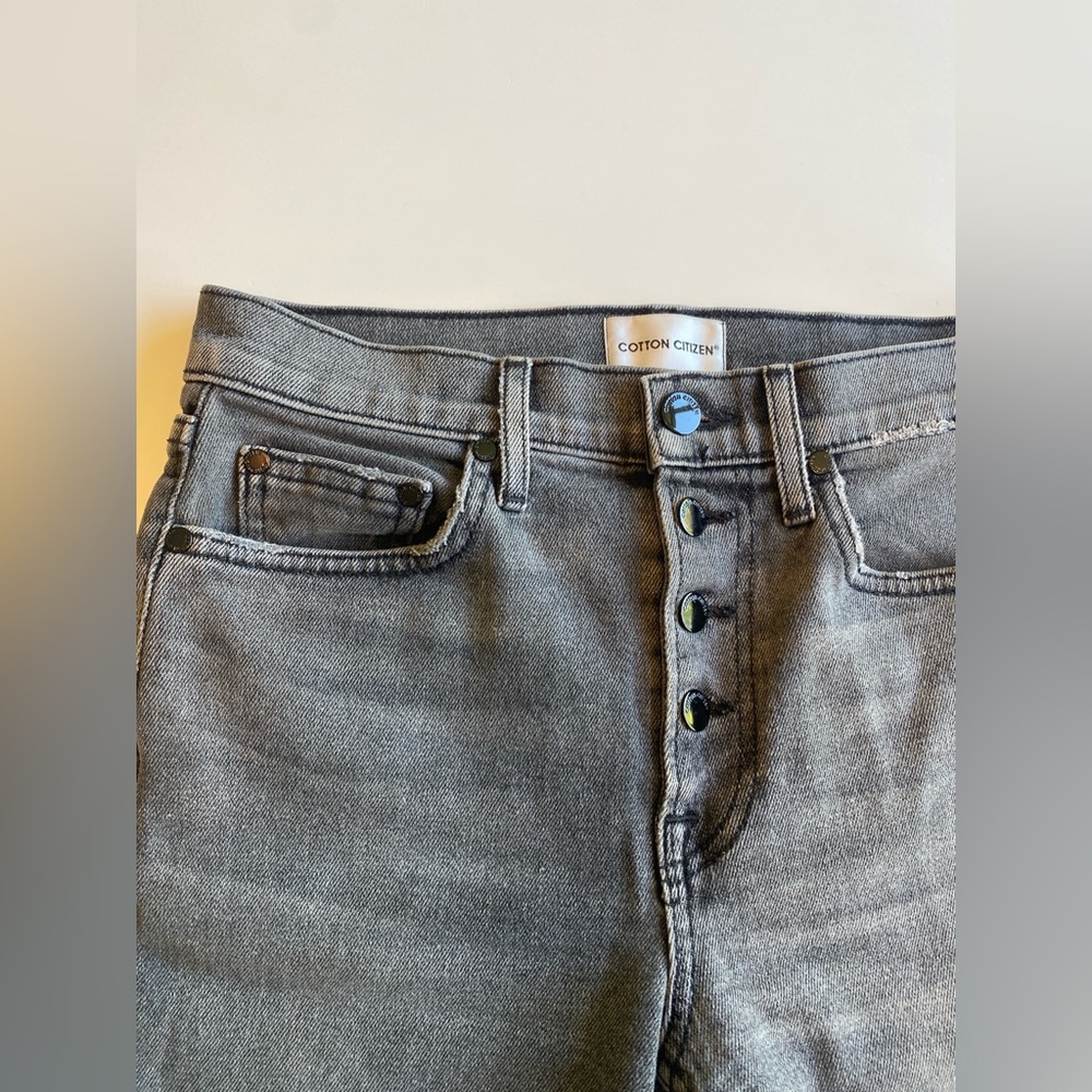 EUC Cotton Citizen XS 25 Gray Denim Jean Shorts Fitted Exposed Button Fly 27x6.5 - Picture 2 of 13